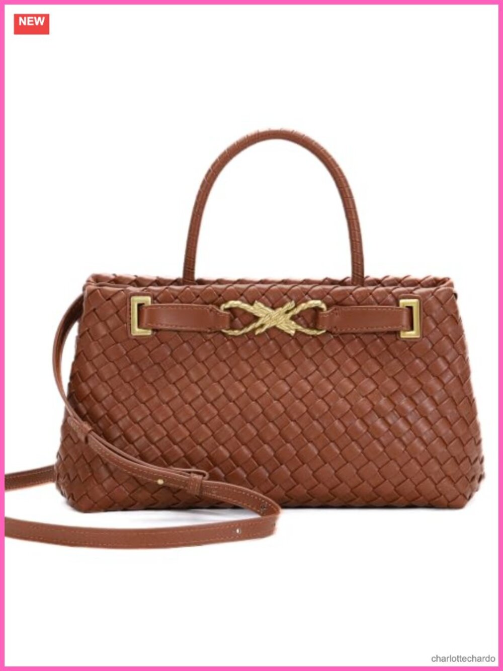 Handwoven Vegan Leather Tote Bag Women Shoulder Crossbody Magnetic